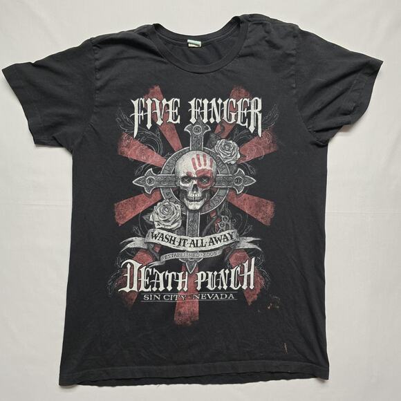 Five Finger Death Punch Shirt Mens Large Black Band Rock Music Wash It All Away - Picture 1 of 9